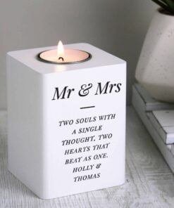 Free Text White Wooden Tea light Holder