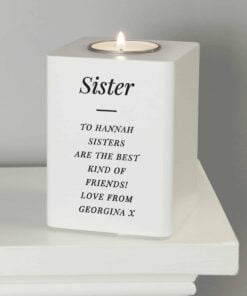 Free Text White Wooden Tea light Holder