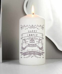 Personalised Grey Papercut Style Pillar Candle