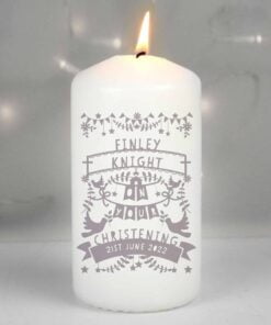 Personalised Grey Papercut Style Pillar Candle