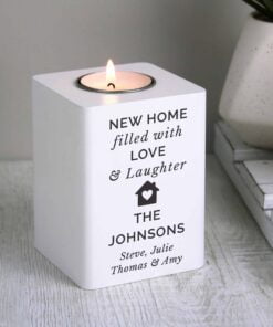 Home White Wooden Tea light Holder