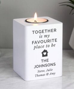 Home White Wooden Tea light Holder