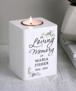 In Loving Memory White Wooden Tea light Holder