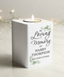 In Loving Memory White Wooden Tea light Holder