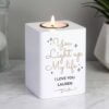 Light Up My Life White Wooden Tea light Holder