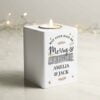 Merry & Bright White Wooden Tea light Holder