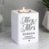 Mr & Mrs White Wooden Tea light Holder