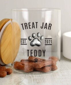 Pet Treats Glass Jar with Bamboo Lid