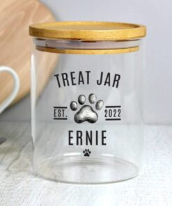 Pet Treats Glass Jar with Bamboo Lid