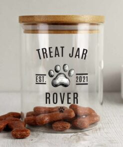 Pet Treats Glass Jar with Bamboo Lid