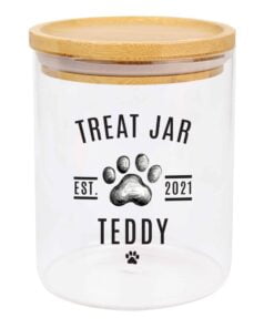 Pet Treats Glass Jar with Bamboo Lid