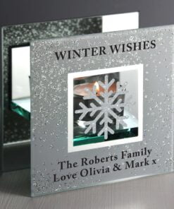 Snowflake Silver Glitter Tea Light Holder