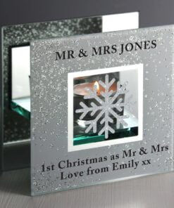Snowflake Silver Glitter Tea Light Holder