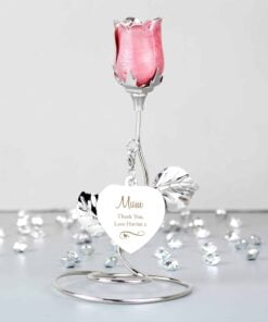 wirls & Heart Pink Rose Bud Ornament