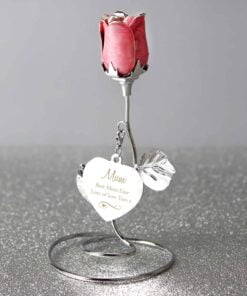wirls & Heart Pink Rose Bud Ornament