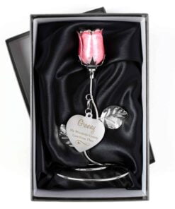 wirls & Heart Pink Rose Bud Ornament