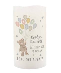 Personalised Teddy & Balloons Nightlight LED Candle