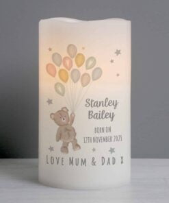 Personalised Teddy & Balloons Nightlight LED Candle
