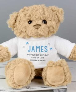 Personalised Blue Name & Message Teddy Bear