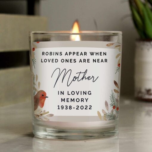 Personalised Robins Appear Memorial Jar Candle