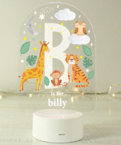 Personalised Animal Alphabet LED Colour Changing Night Light