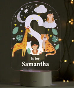 Personalised Animal Alphabet LED Colour Changing Night Light