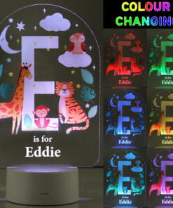 Personalised Animal Alphabet LED Colour Changing Night Light