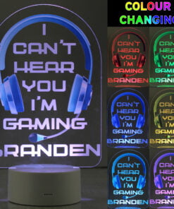 Personalised Blue Gaming LED Colour Changing Night Light