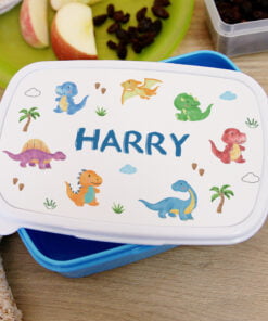 Personalised Dinosaur Name Only Blue Lunch Box