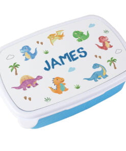 Personalised Dinosaur Name Only Blue Lunch Box