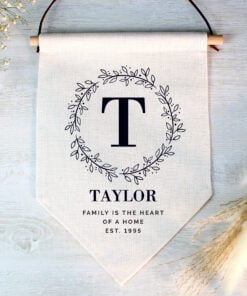 Personalised Floral Leaf Hanging Banner
