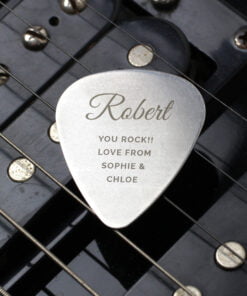 Personalised Free Text Big Name Silver Plectrum