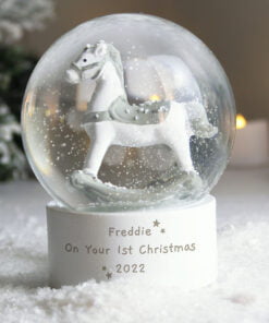 Personalised Free Text Rocking Horse Glitter Snow Globe