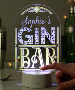 Personalised Gin Bar LED Colour Changing Night Light