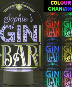 Personalised Gin Bar LED Colour Changing Night Light