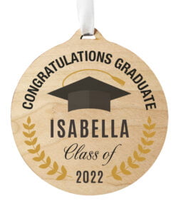 Personalised Graduation Round Wooden Decoration