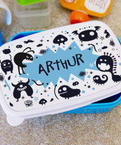 Personalised Monsters Name Only Blue Lunch Box