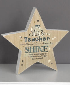 Personalised My Star Teacher Rustic Wooden Star Decoration