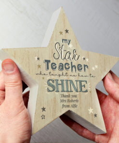 Personalised My Star Teacher Rustic Wooden Star Decoration