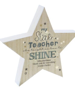 Personalised My Star Teacher Rustic Wooden Star Decoration