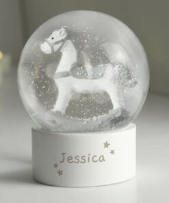 Personalised Name Only Rocking Horse Glitter Snow Globe