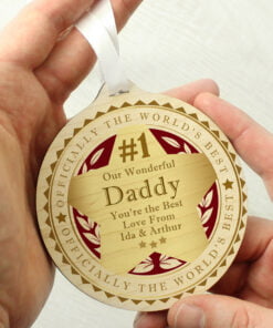 Personalised Number 1 Round Wooden Medal