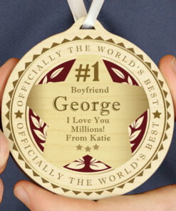 Personalised Number 1 Round Wooden Medal