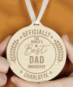 Personalised Officially The Best Round Wooden Medal