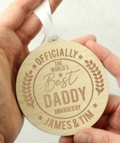 Personalised Officially The Best Round Wooden Medal