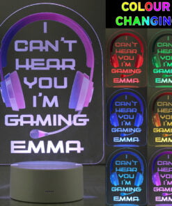 Personalised Pink Gaming LED Colour Changing Night Light