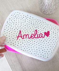 Personalised Pink Heart Name Only Pink Lunch Box