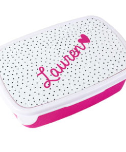 Personalised Pink Heart Name Only Pink Lunch Box