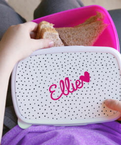 Personalised Pink Heart Name Only Pink Lunch Box