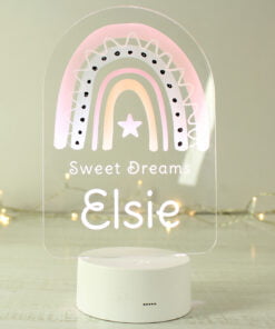 Personalised Pink Rainbow LED Colour Changing Night Light
